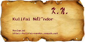 Kulifai Nándor névjegykártya