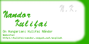 nandor kulifai business card