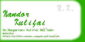 nandor kulifai business card